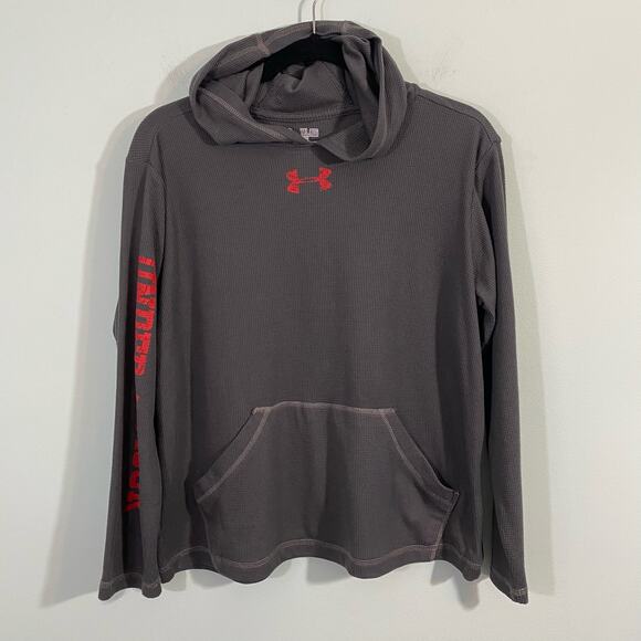 Under Armour Youth Grey Waffle Knit Pullover Hoodie Size YXL - Picture 1 of 9